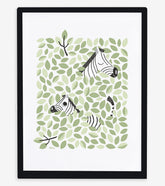 HIDE & SEEK - Affiche encadrée enfant - Zèbre et feuilles